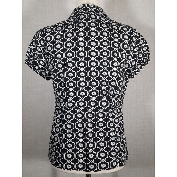 Requirements Empire Waist Babydoll Stretch Top Full Button Black and White SZ 8 - Picture 3 of 16